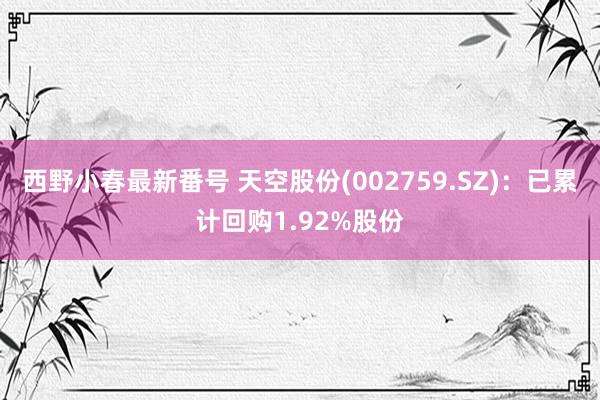 西野小春最新番号 天空股份(002759.SZ)：已累计回购1.92%股份